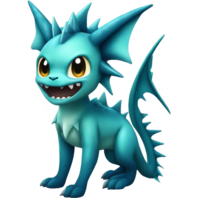 Edgy Vaporeon dragon With Fins and spikes full body emoji