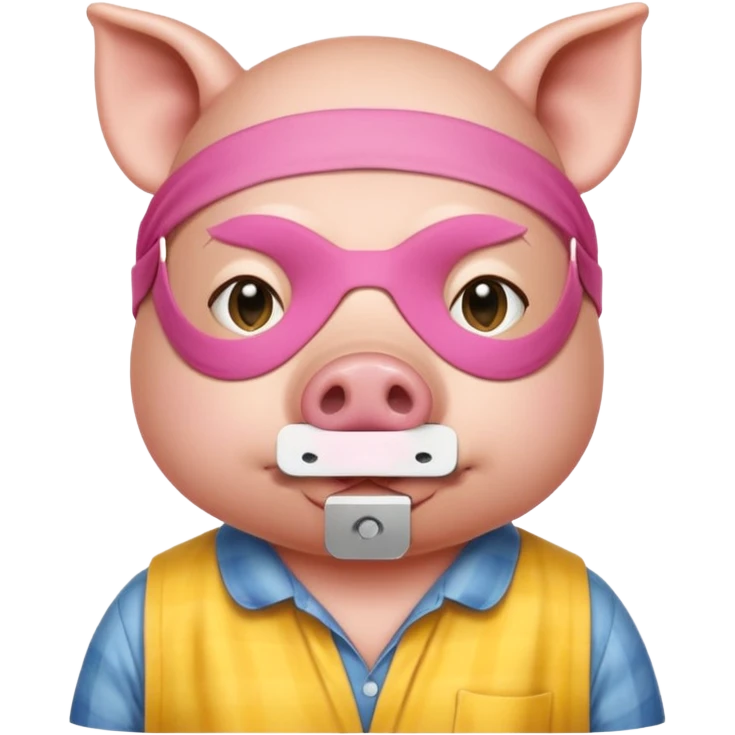 a pig with yellow sleep mask and wearing shirt emoji