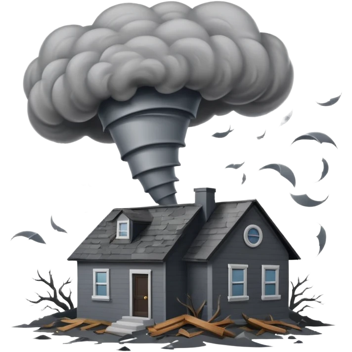 A tornado with a house emoji