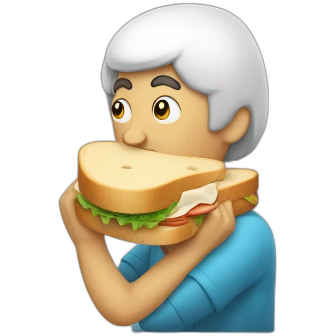 calvo comiendo un súper sandwich emoji