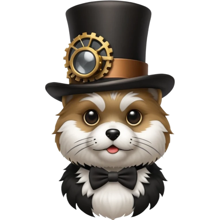 Steampunk with top hat black and white Shitzu emoji