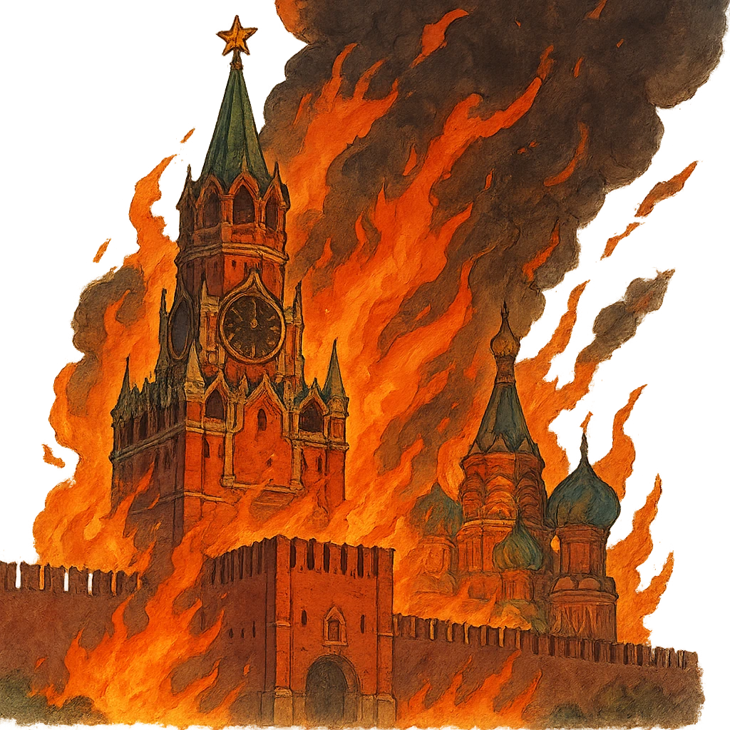 ghibli style burning Kremlin emoji