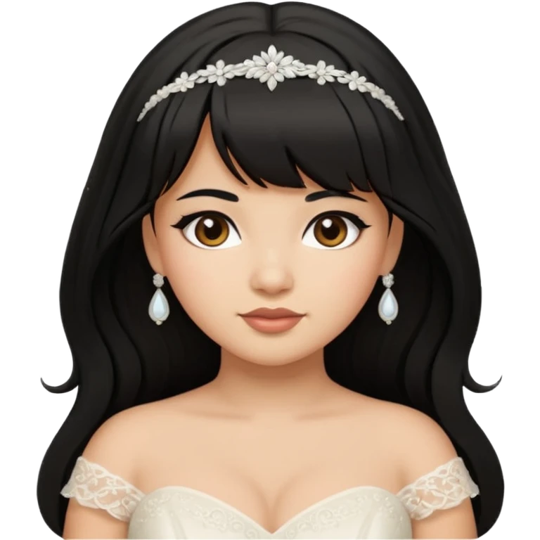 Latina girl with bangs black long hair plus size wedding dress emoji