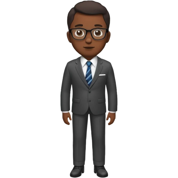 A dark-skinned man in a suit with glasses, full-length emoji