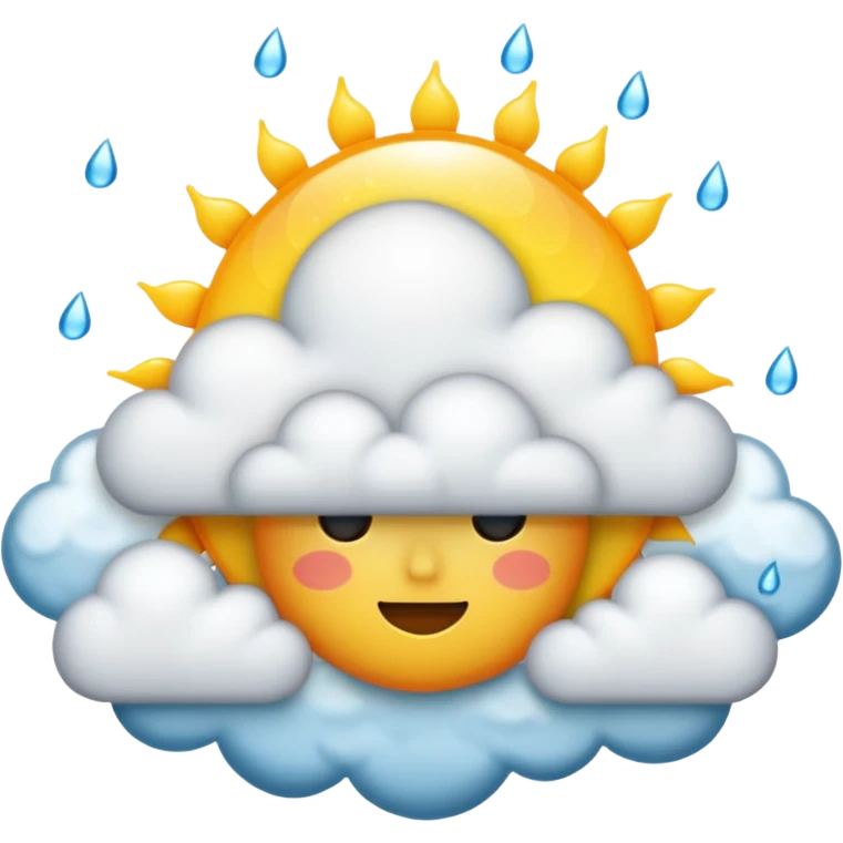 a sun with a large cloud blocking it with rain with no face emoji