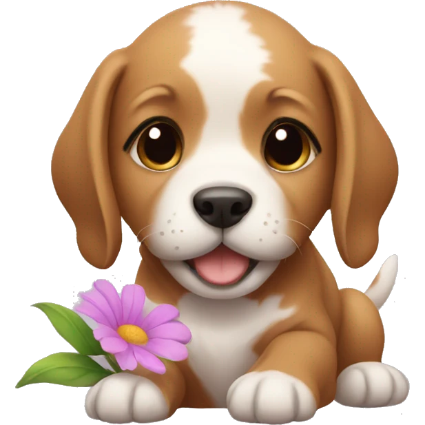 Puppy with flower emoji