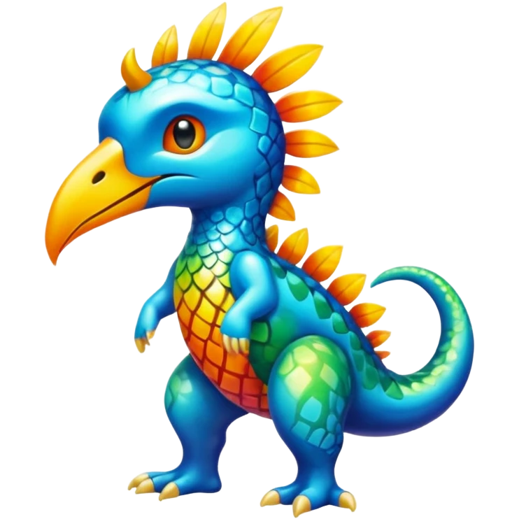 Abstract elemental colorful shiny exotic tropical La Creatura Fakémon full body emoji