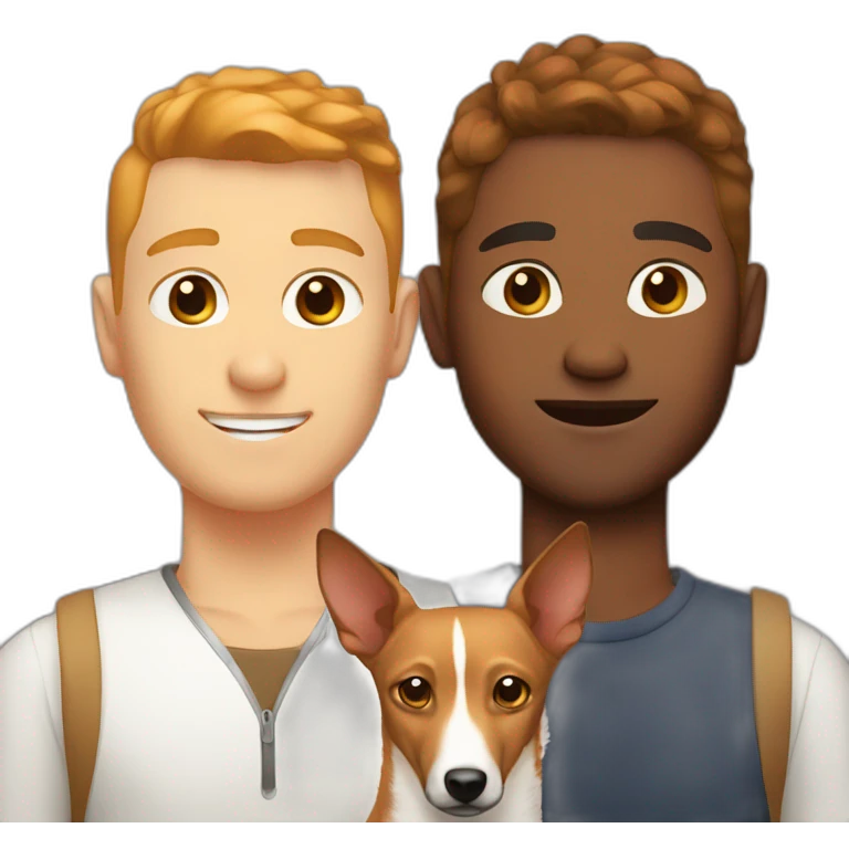 Human white and brown gay couple with a podenco emoji