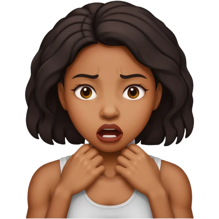 a black female strangling herself emoji