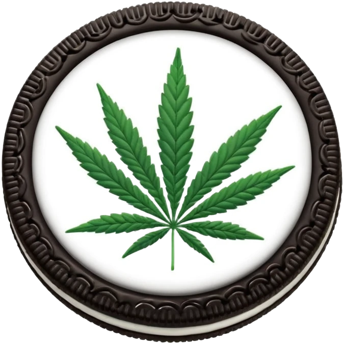 black and white oreo cookies with cannabis leaf emoji