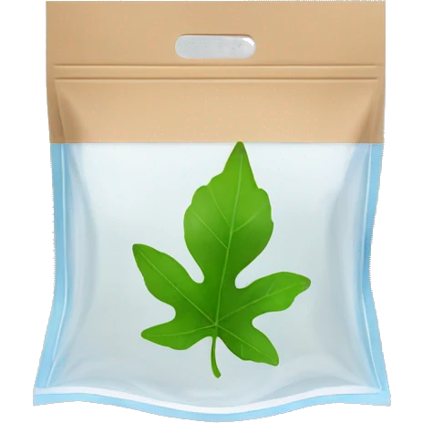 transparent ziplock bag with leaf inside emoji
