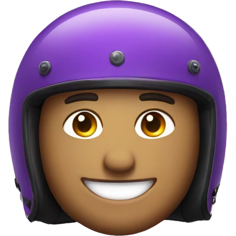 purple Motorcycle helmet with man with happy face emoji