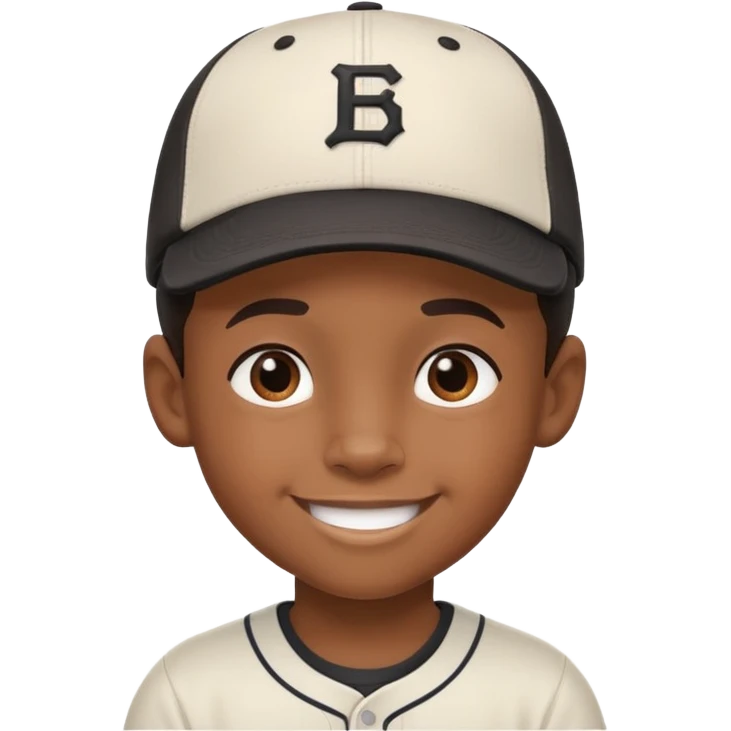 black kid with a sideways baseball cap, smiling emoji