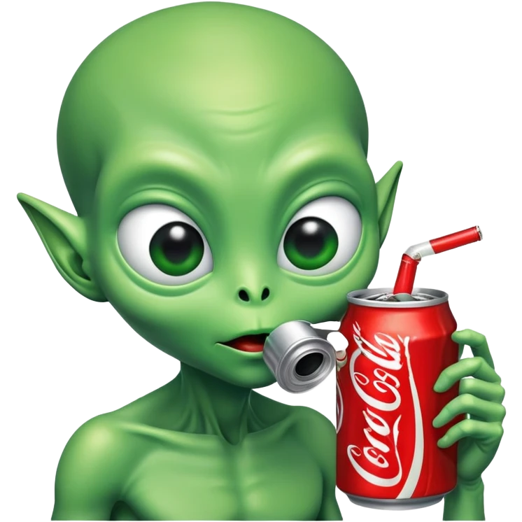 alien drinking a can of Coke emoji