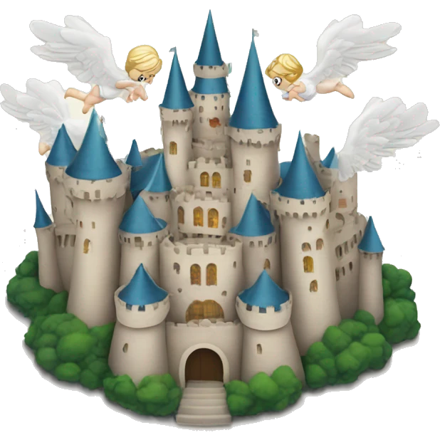 Castle with angels flying around it  emoji