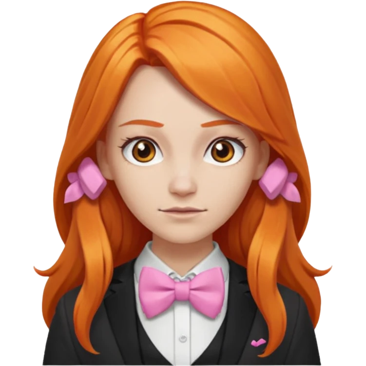 In A Clash Of Clans Aesthetic long orange hair woman with pink bowtie emoji