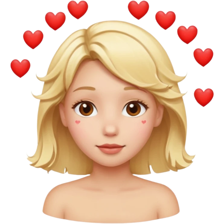 Blonde girl with floating hearts around head emoji