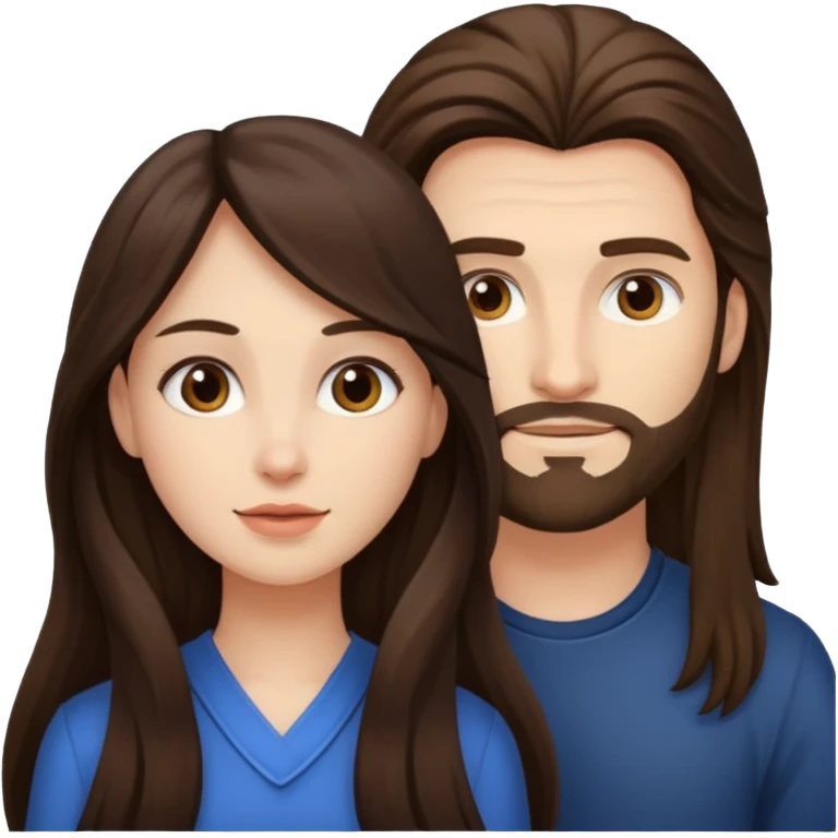 Brunette woman cock long haired man emoji