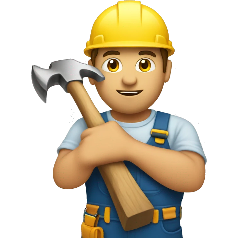 Builder holding hammer emoji