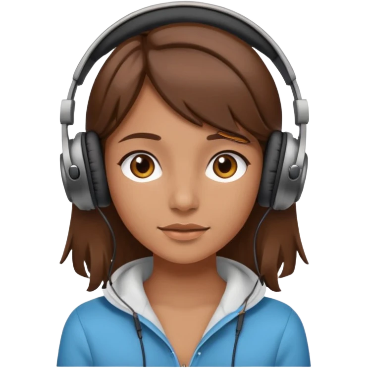 brown haired tan girl with headphones emoji