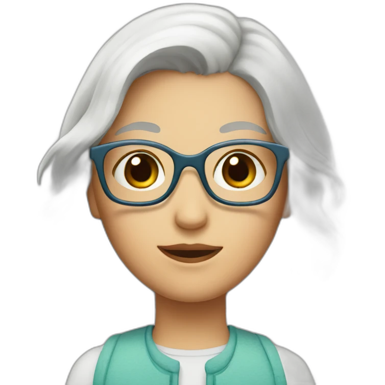 A Couple of two girls one with white hair and other with short brown hair and glasses emoji
