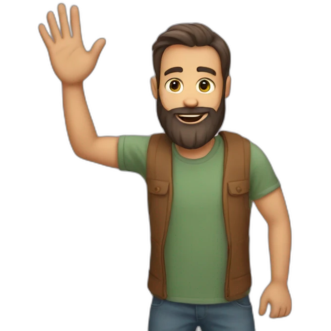 beard guy waving hand  emoji