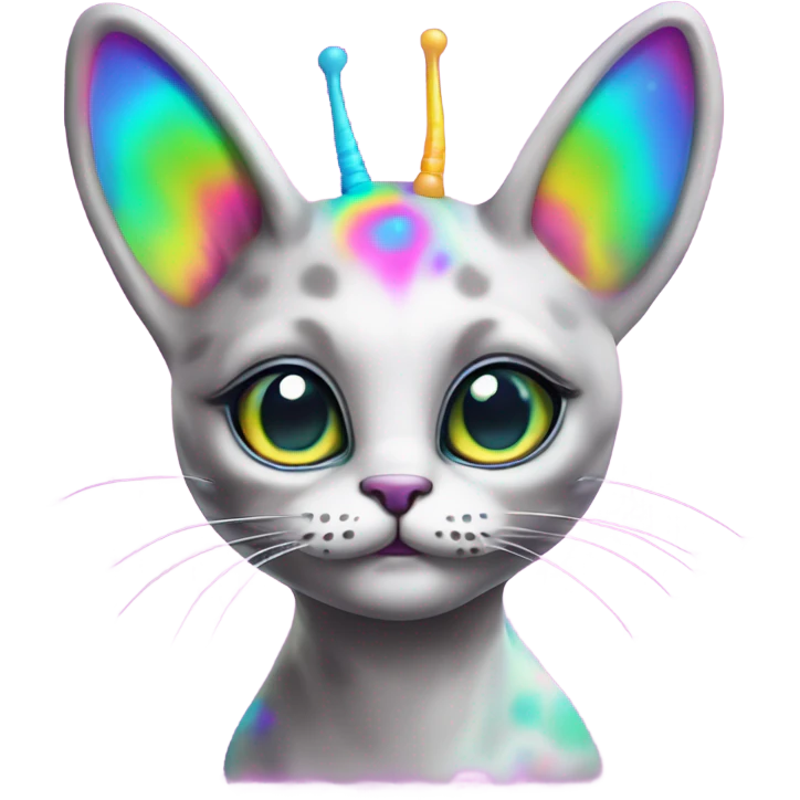 Lisa frank alien cat with antennas on head ￼ emoji