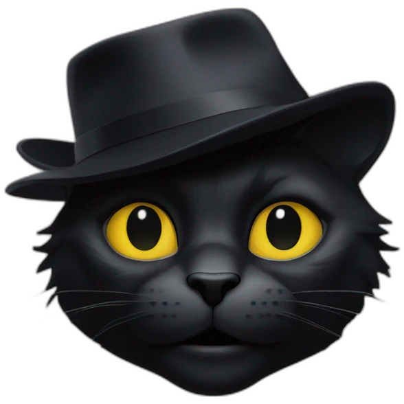 Chat noir avec un chapeau emoji