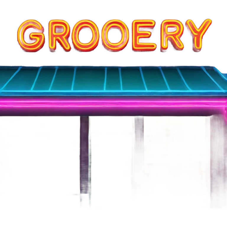 Neon grocery shop sign emoji