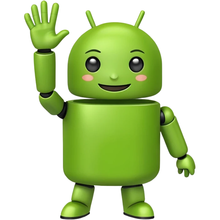 happy android mascot waving hi emoji