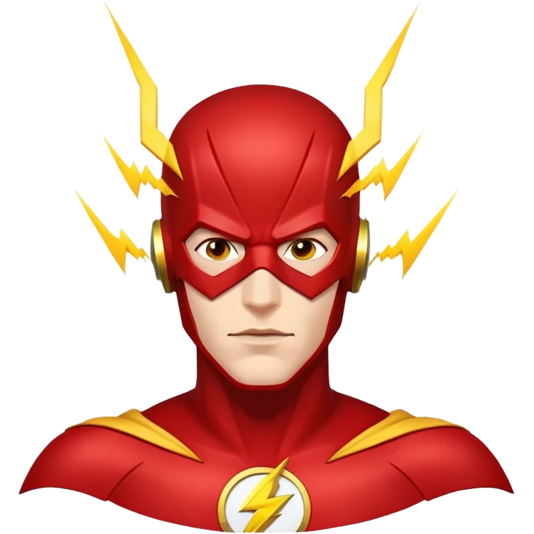face of The Flash superhero with red mask and yellow lightning bolts emoji