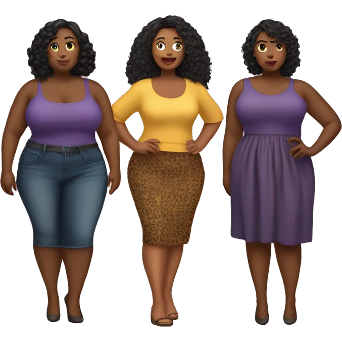 three women plus size emoji