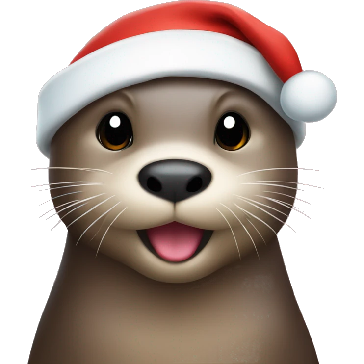 Otter in a Santa hat emoji