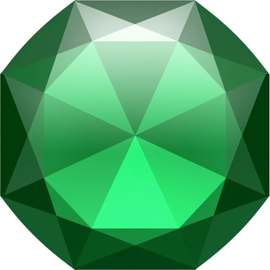 green emerald with little light emoji