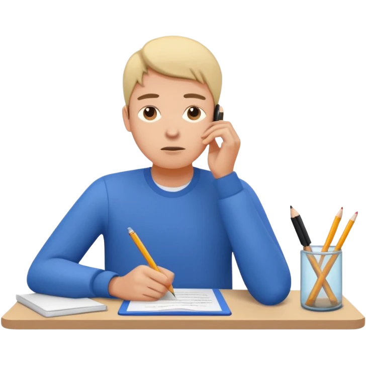 student stressed while writing a cv. in google/android style, which features clean and modern look and generally flat colours. youve given an apple style emoji. that shit be ugly as fuck. dont do that emoji