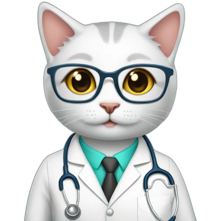 Doctor cat with glasses and clipboard female emoji