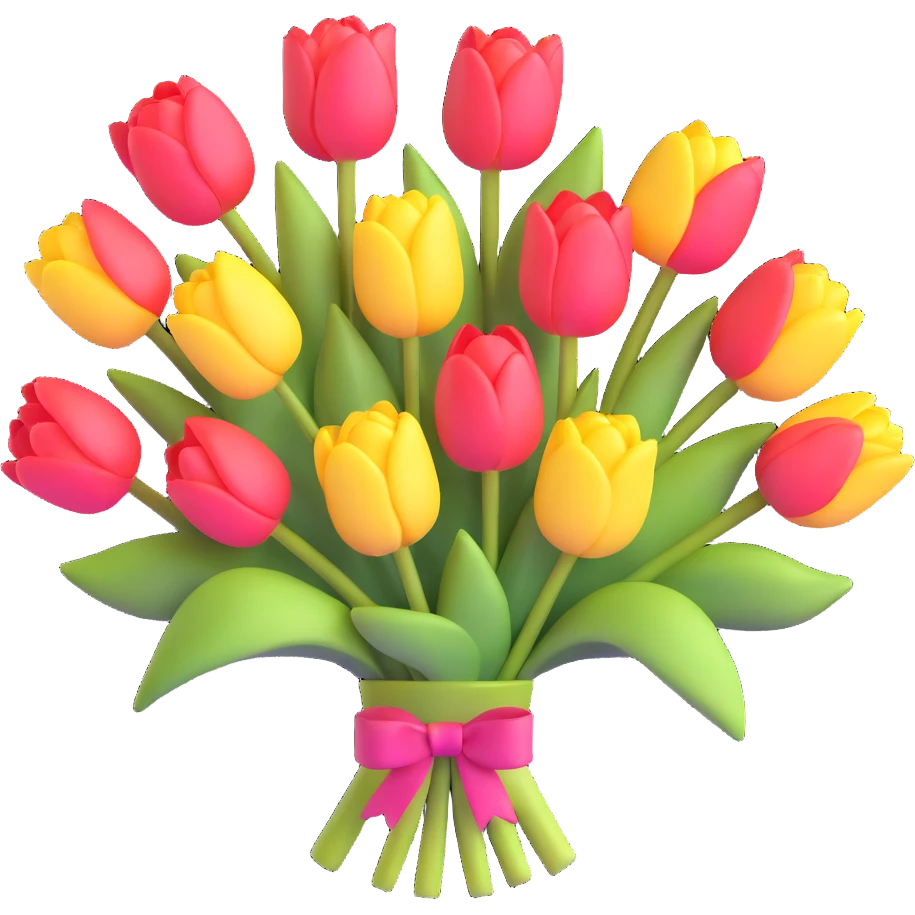 beautiful bouquet of colorful tulips emoji