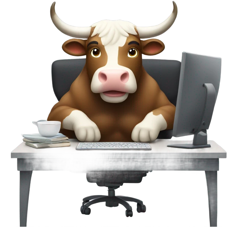 smiling bull using computer emoji