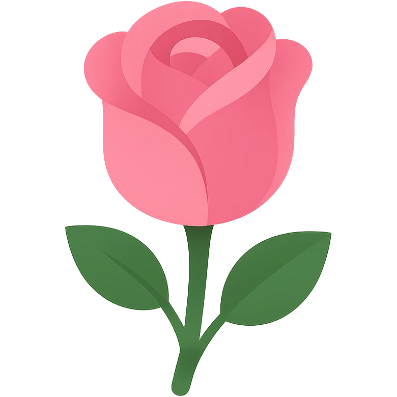 pink rose, modern icon style, clean lines, simple and recognizable emoji