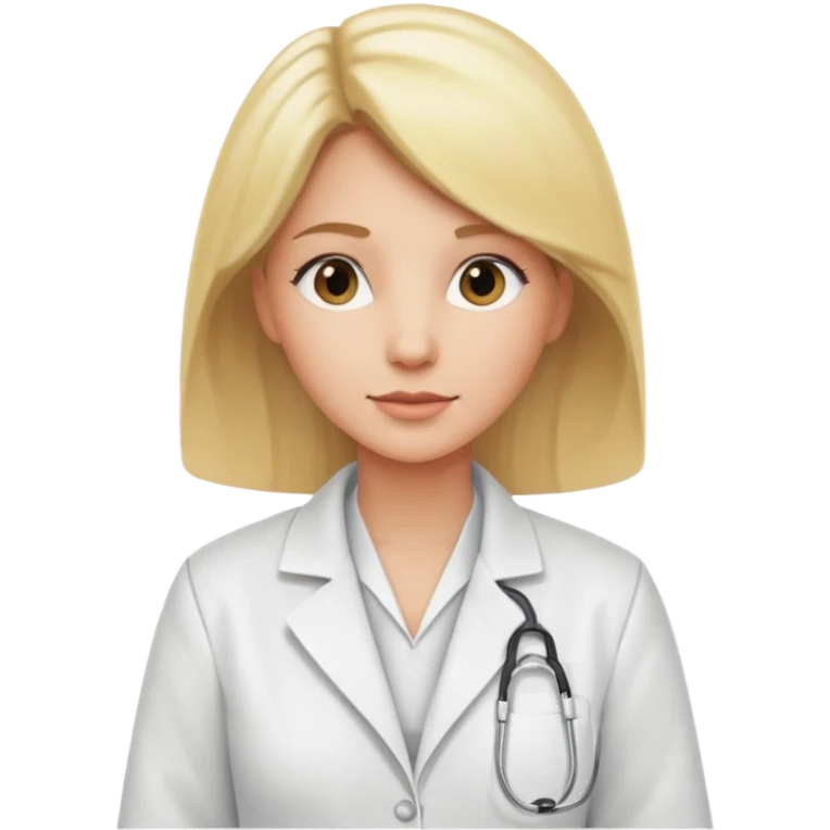 blonde caucasian woman in white dress shirt and white lab coat emoji