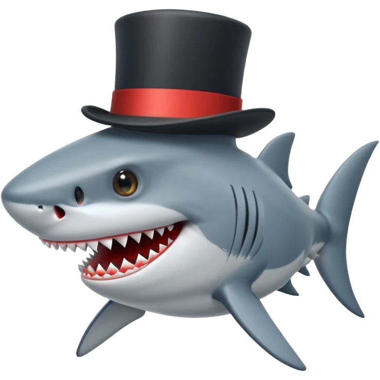 Shark with a top hat emoji