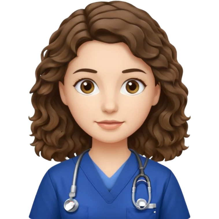 a brunette wavy hair vet woman with navy blue scrub

 emoji