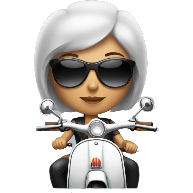 A woman with sunglass riding a vespa motor emoji