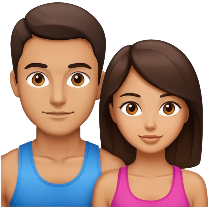 Fit brunettes couple emoji