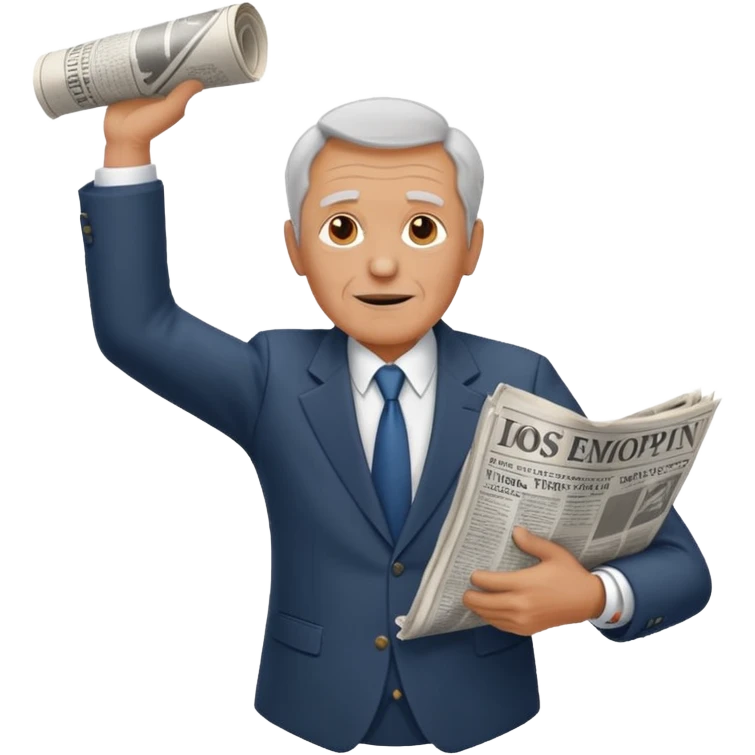 rear-facing old man in a suit throwing a rolled-up newspaper to his left emoji