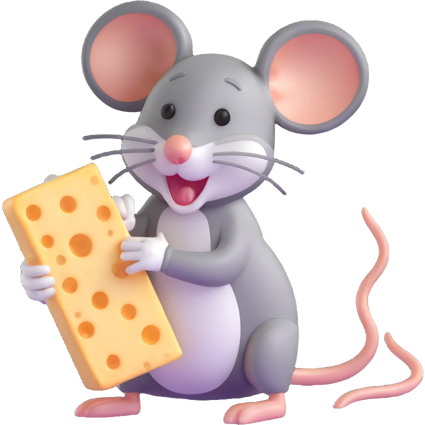 cartoon mouse jerry eating cheese emoji