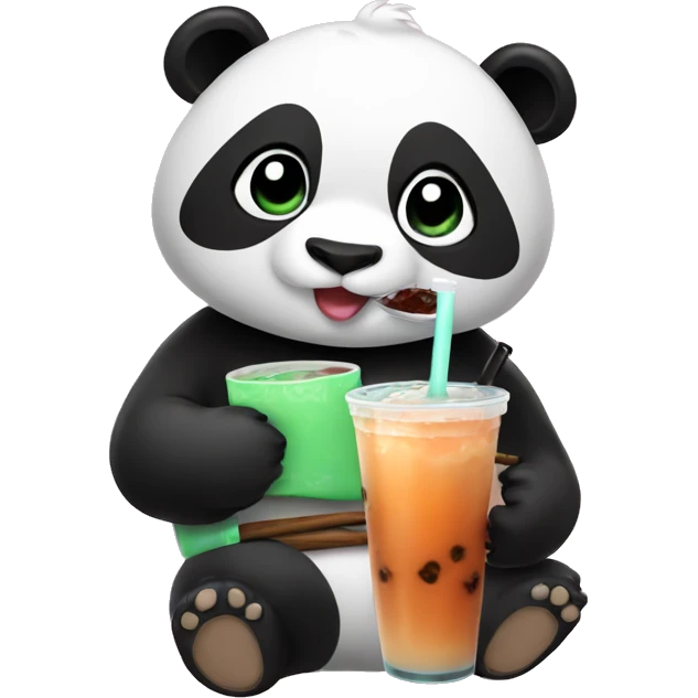 Panda drinking boba tea emoji