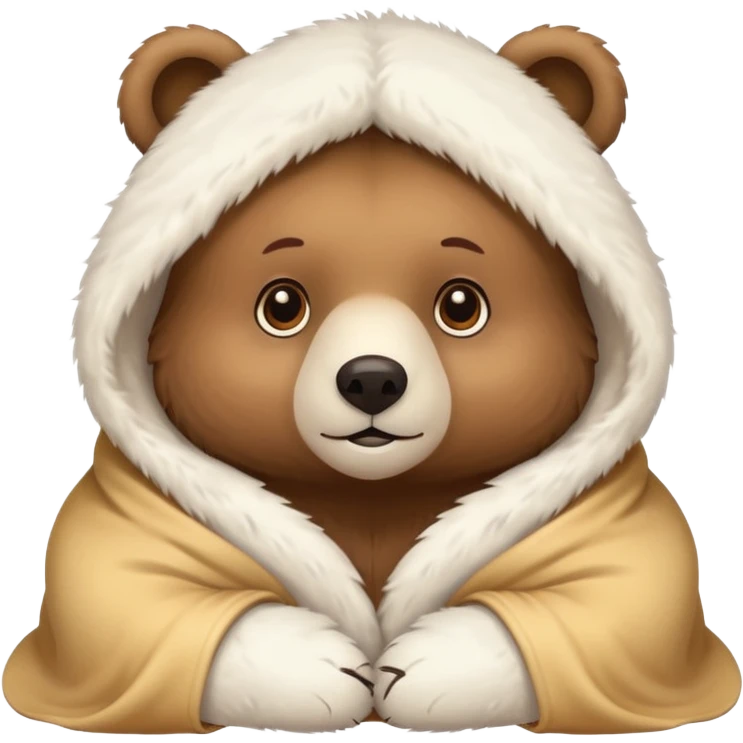 winter bear in a cream coloured blanked emoji