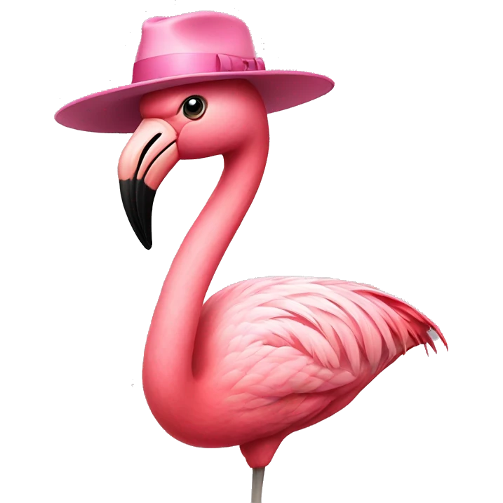 Flamingo wearing a hat emoji