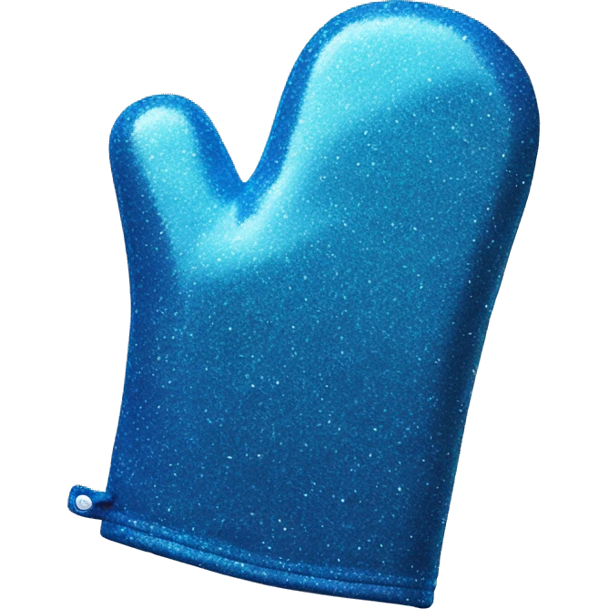 Realistic blue glitter oven mitt isolated  emoji